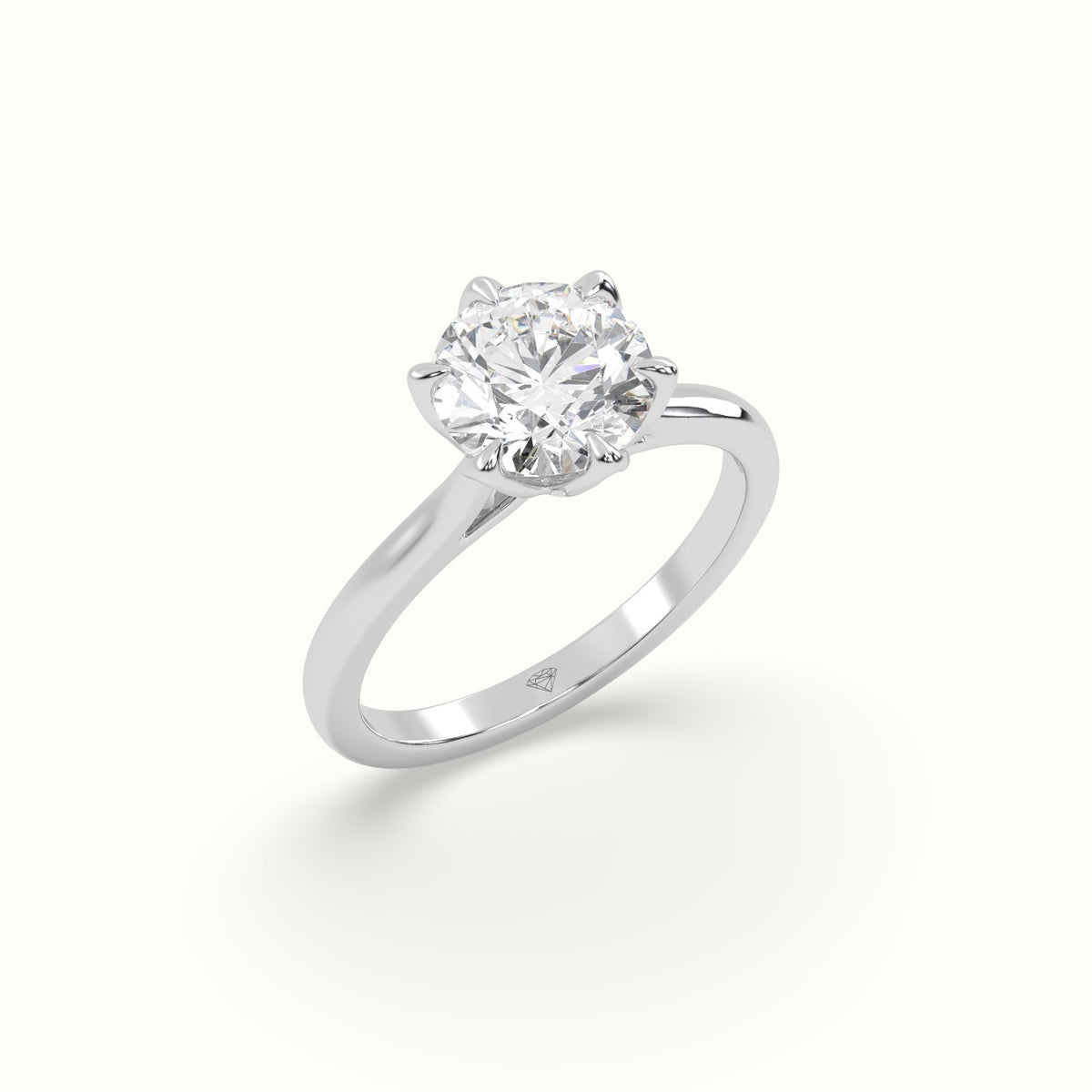 6-Prong Solitaire Round Diamond Engagement Ring — White Gold