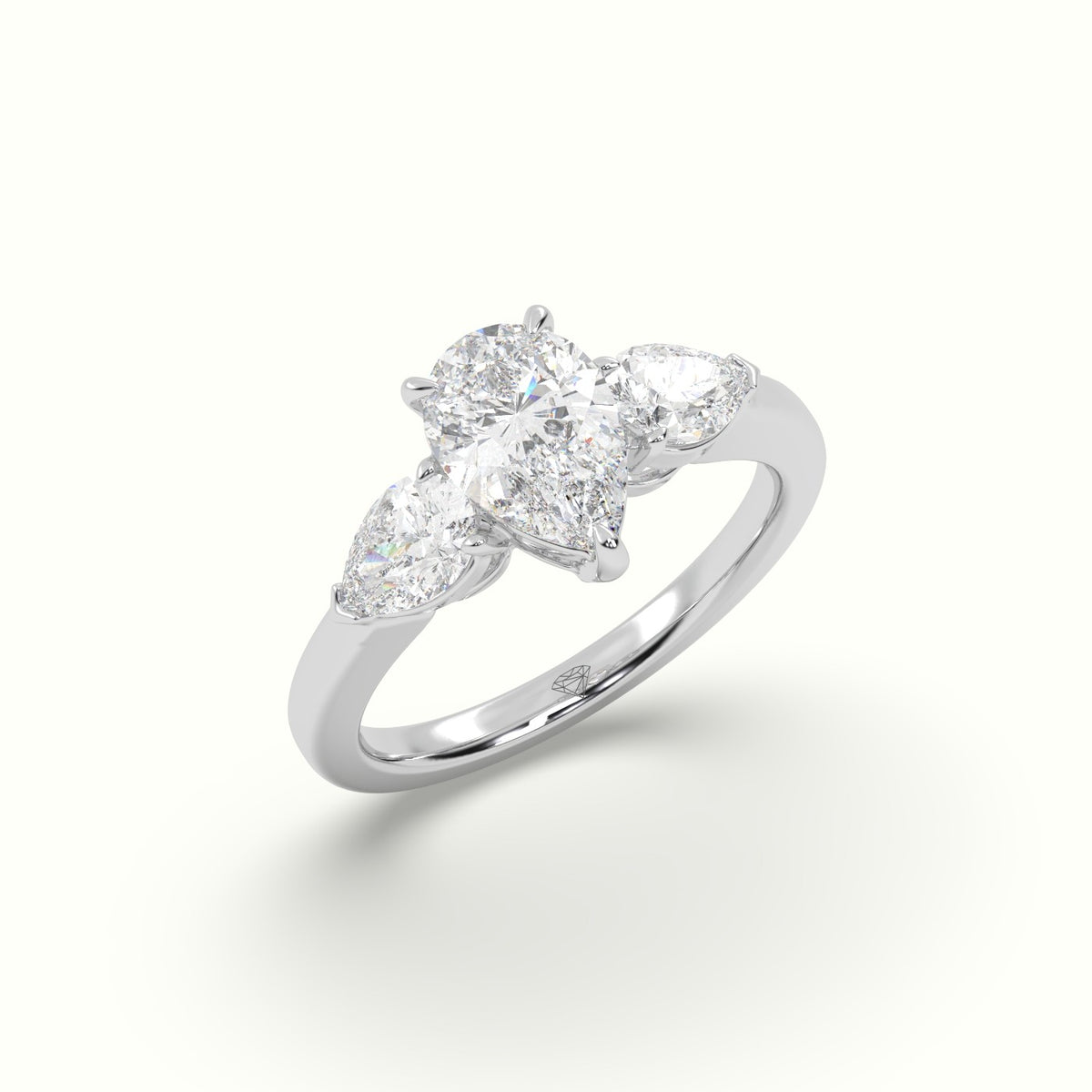 Pear Diamond Trilogy Ring — White Gold