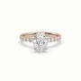 Oval Cut Hidden Halo Side Stone Engagement Ring — Rose Gold