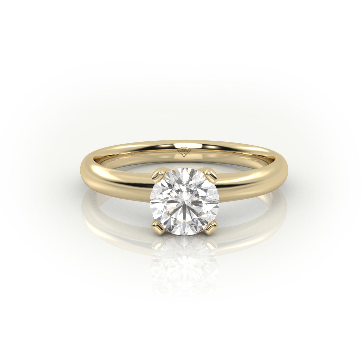 Round Cut 4 Prongs Solitaire Engagement Ring — Yellow Gold