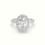Oval Diamond Halo Pave Engagement Ring — White Gold