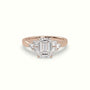 Emerald Cut Diamond Side Stone Engagement Ring — Rose Gold