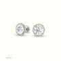4 Prong Round Lab-Grown Diamond Halo Stud Earrings 18K White Gold