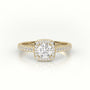 Round-Cut Diamond Halo Scallop-Setting Engagement Ring — Yellow Gold