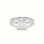 Radiant Cut Diamond Engagement Ring With Marquise And Round Side Stones — White Gold