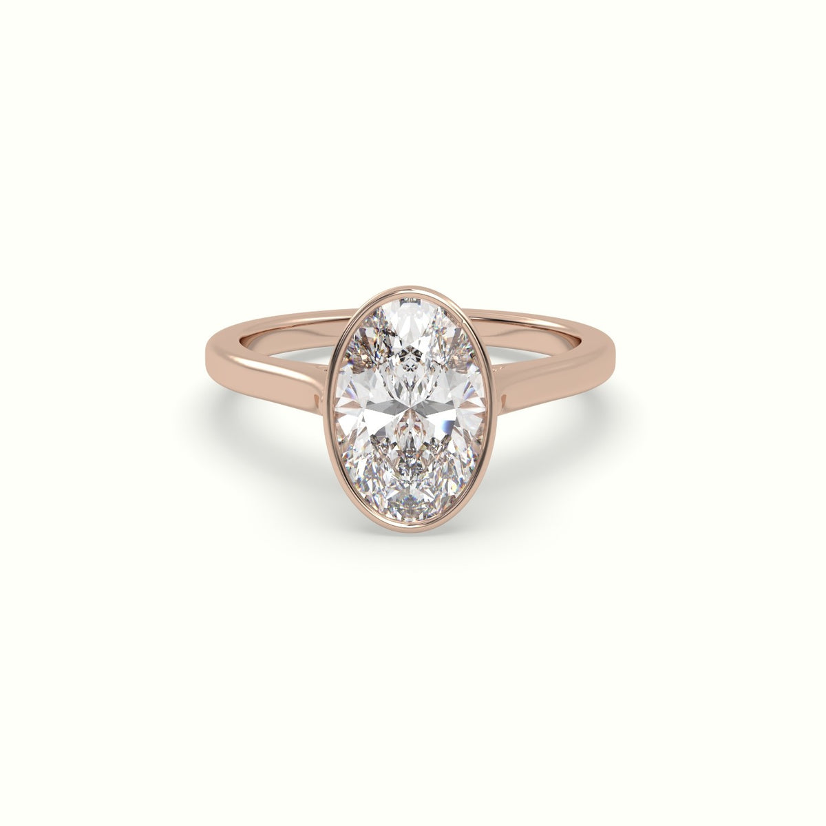 Oval Cut Diamond Bezel Set Engagement Ring — Rose Gold