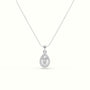 Pear Cut Solitaire Halo Diamond Pendant — White Gold