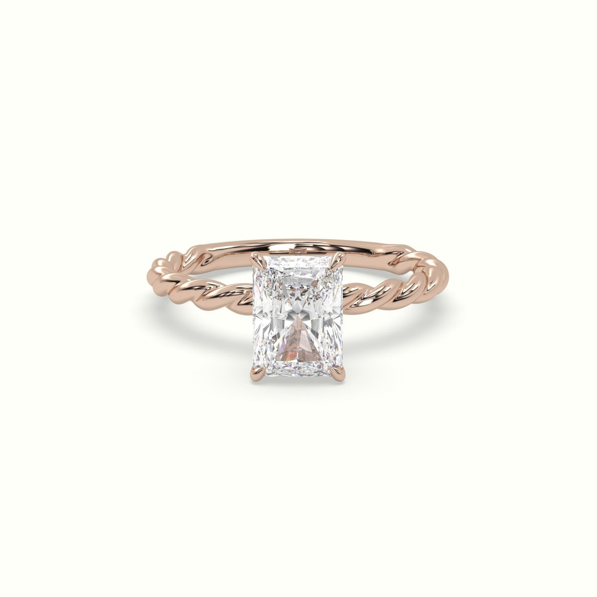 Radiant Cut Diamond Solitaire Engagement Ring — Rose Gold
