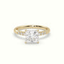 Princess Cut Diamond Pave Engagement Ring — Yellow Gold