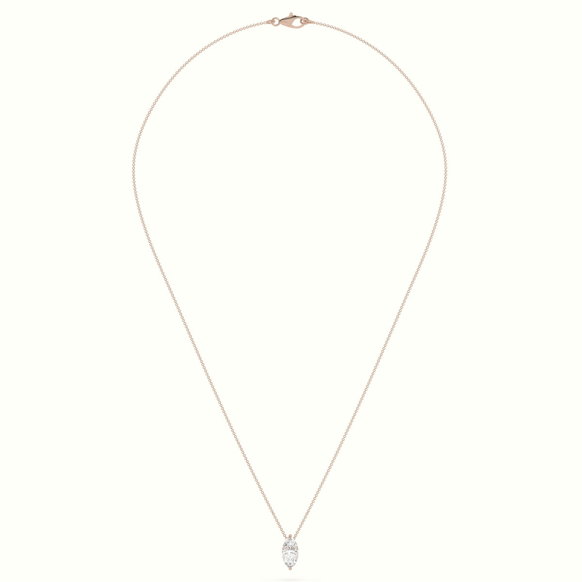 Marquise Cut Fixed Solitaire Diamond Necklace