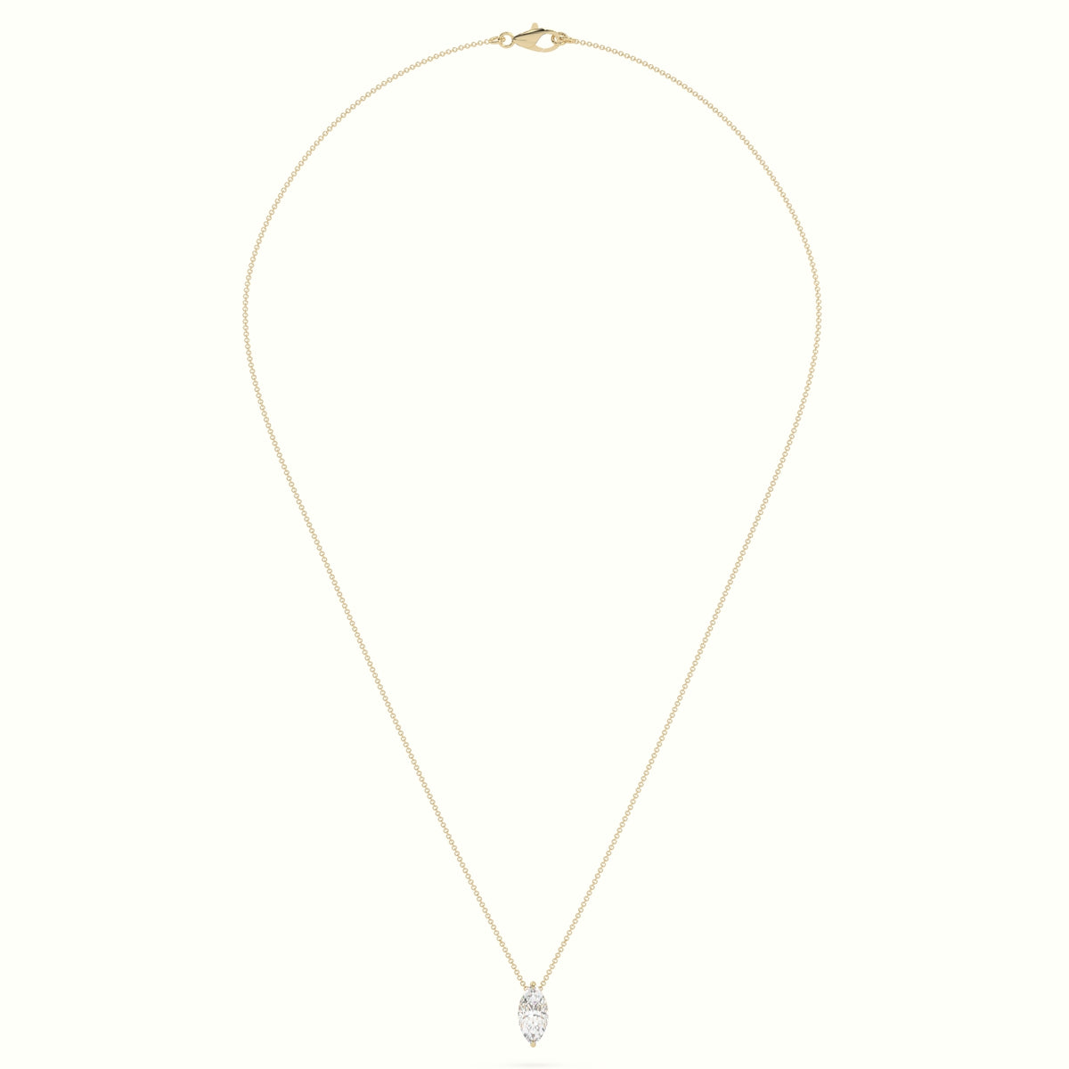 Marquise Cut Fixed Solitaire Diamond Necklace