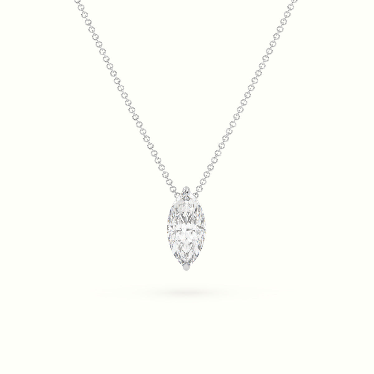 Marquise Cut Fixed Solitaire Diamond Necklace