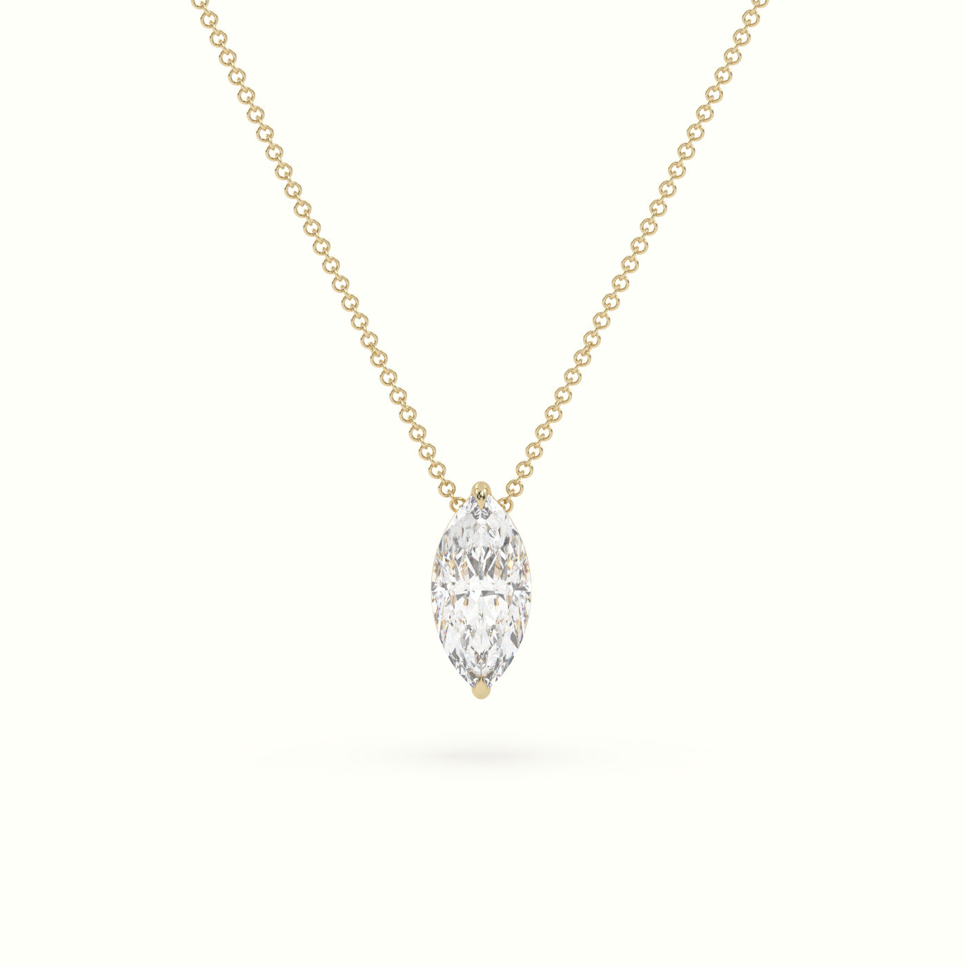 Marquise Cut Fixed Solitaire Diamond Necklace