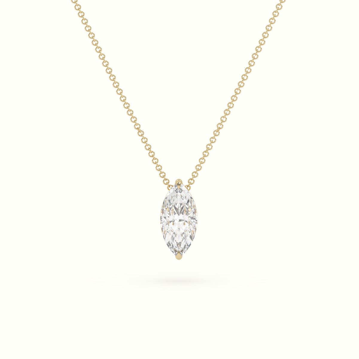 Marquise Cut Fixed Solitaire Diamond Necklace