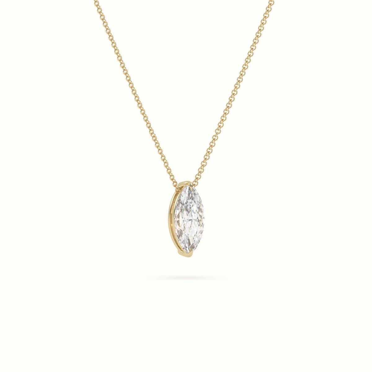 Marquise Cut Fixed Solitaire Diamond Necklace
