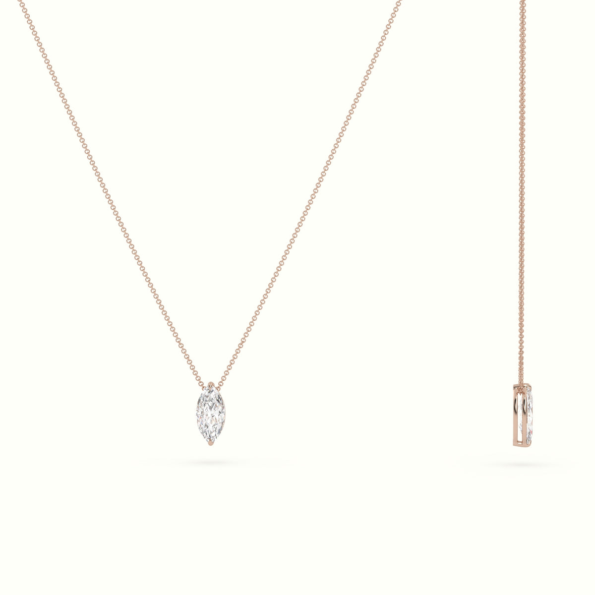 Marquise Cut Fixed Solitaire Diamond Necklace