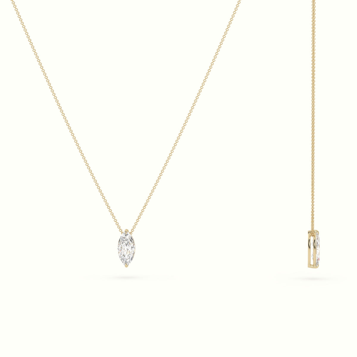 Marquise Cut Fixed Solitaire Diamond Necklace
