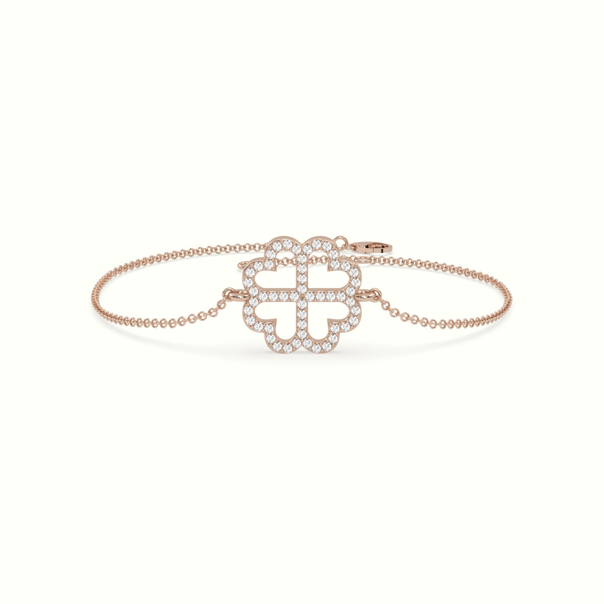 Large 2cm Clover Charm Diamond Bracelet