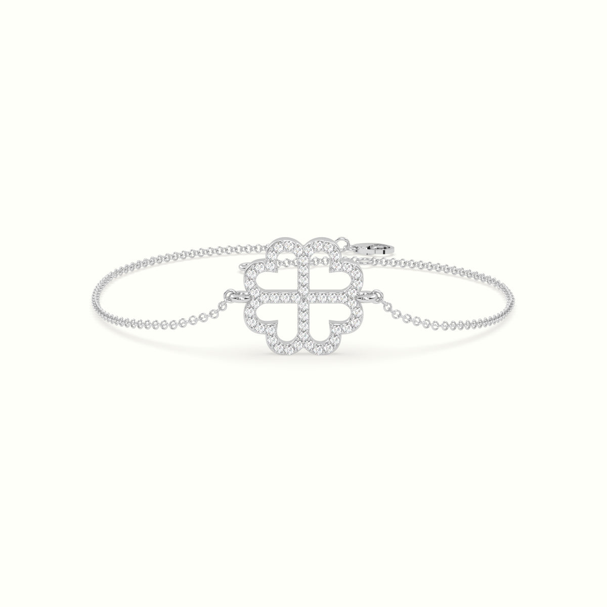 Large 2cm Clover Charm Diamond Bracelet