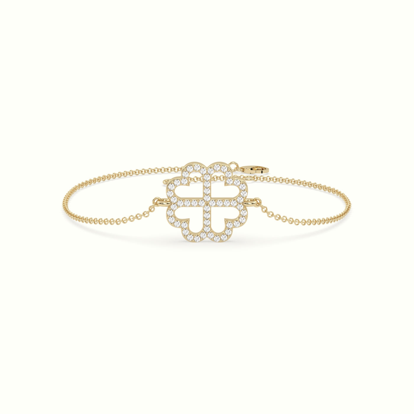 Large 2cm Clover Charm Diamond Bracelet