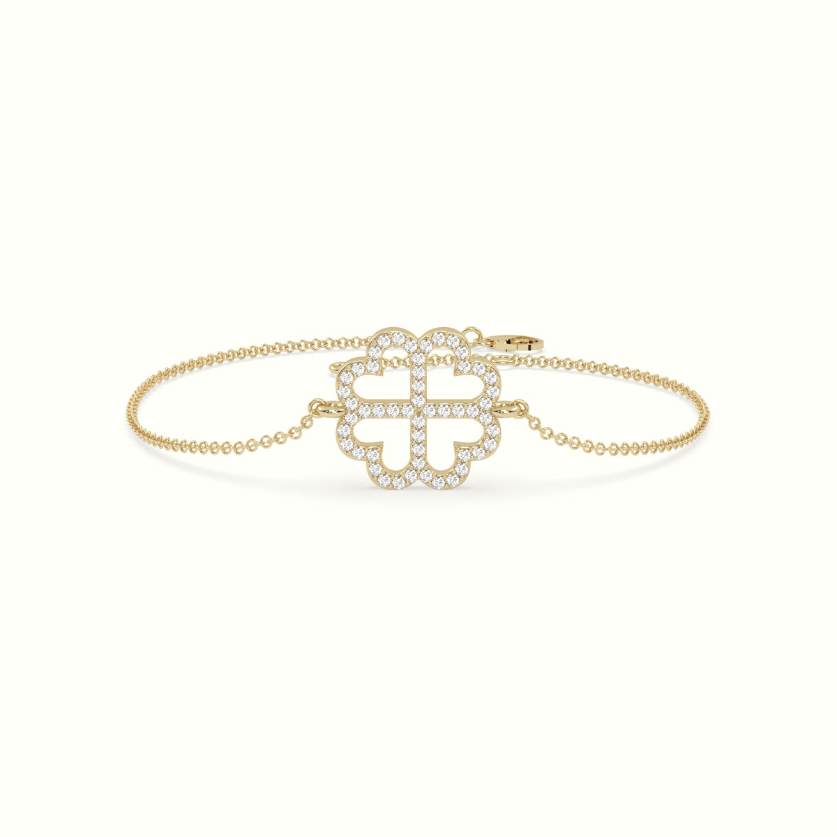 Large 2cm Clover Charm Diamond Bracelet