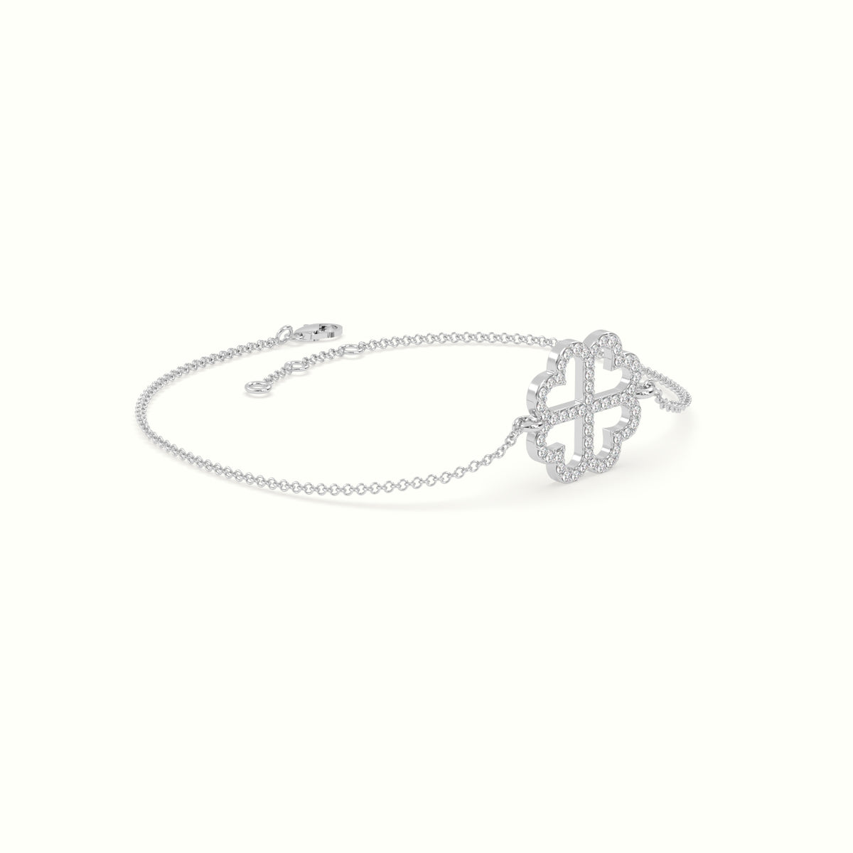 Large 2cm Clover Charm Diamond Bracelet