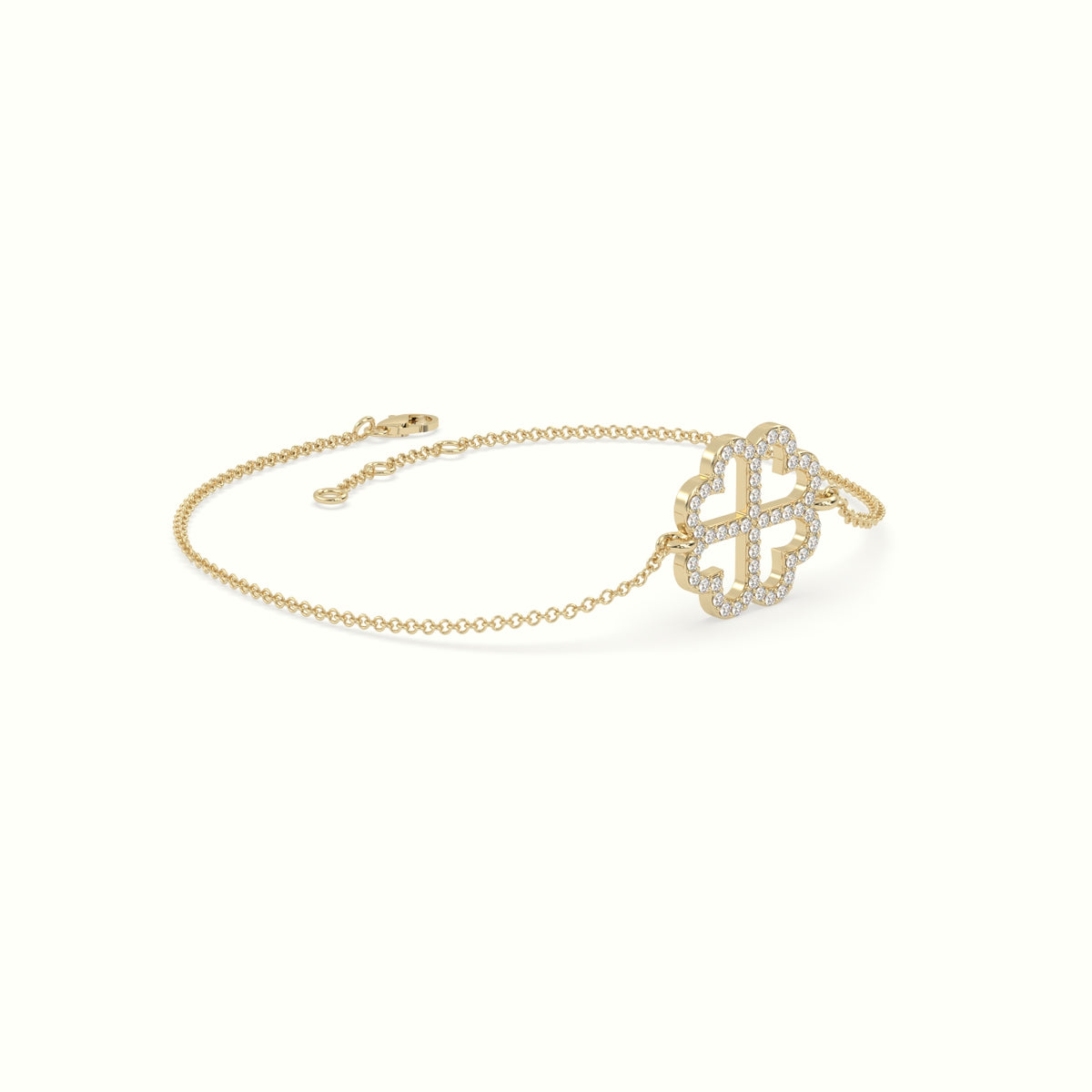 Large 2cm Clover Charm Diamond Bracelet