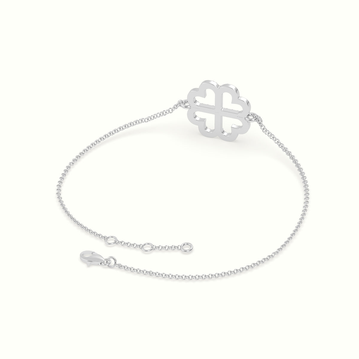 Large 2cm Clover Charm Diamond Bracelet