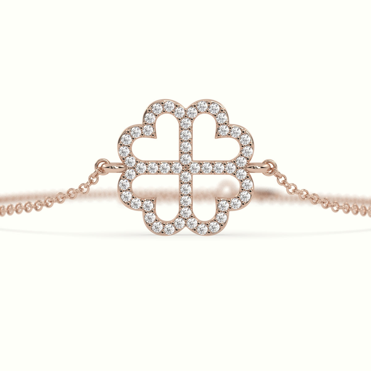 Large 2cm Clover Charm Diamond Bracelet