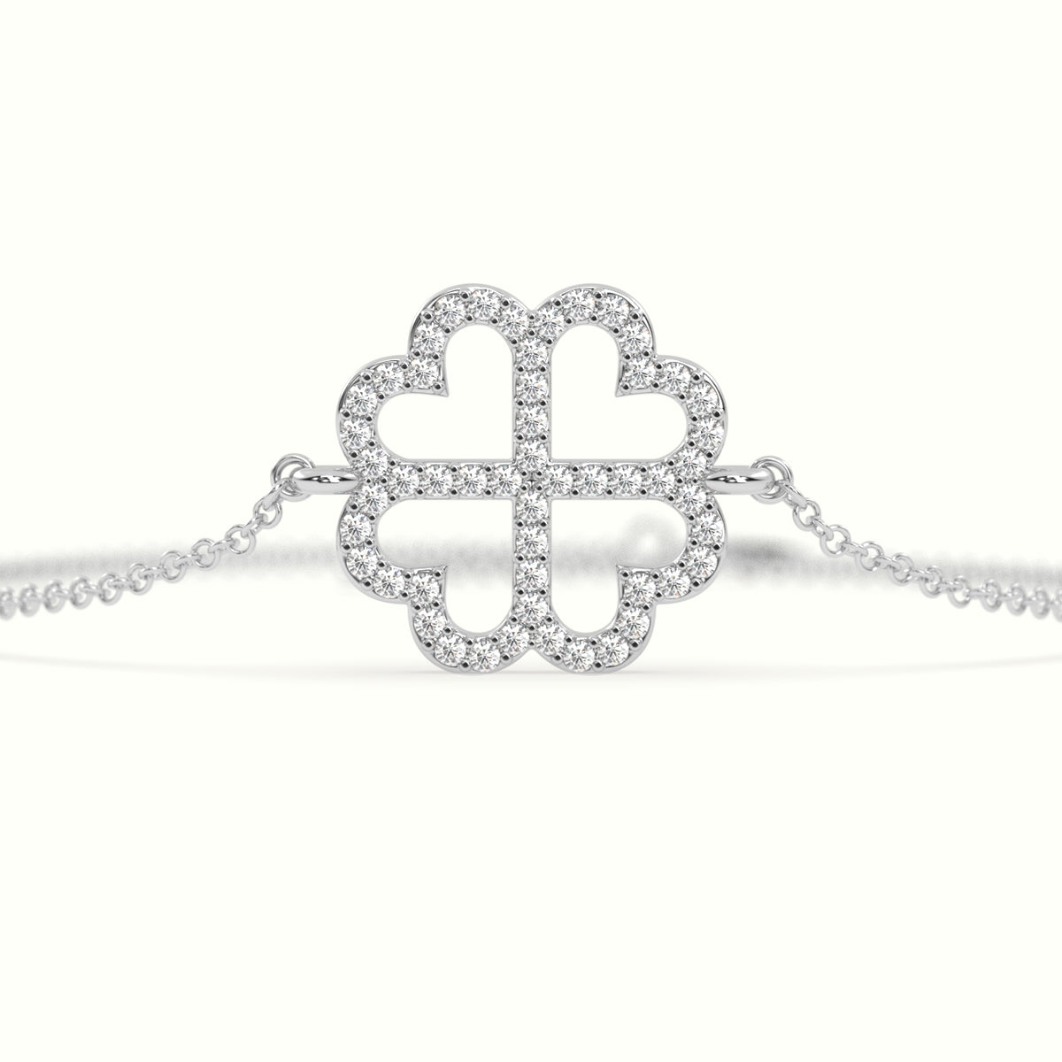 Large 2cm Clover Charm Diamond Bracelet