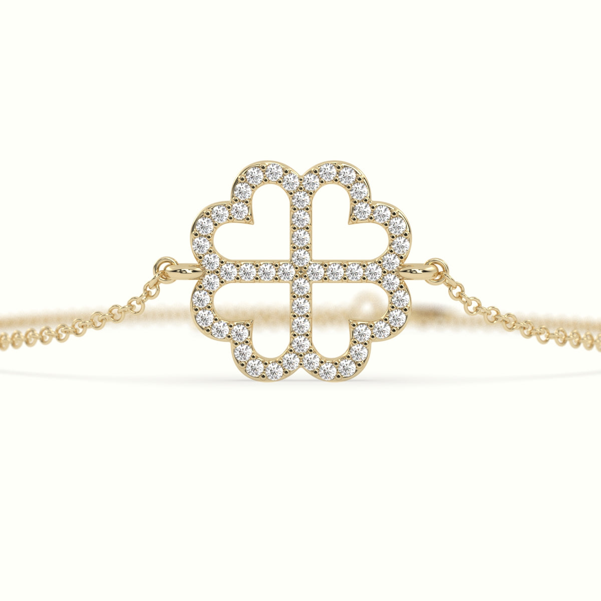 Large 2cm Clover Charm Diamond Bracelet