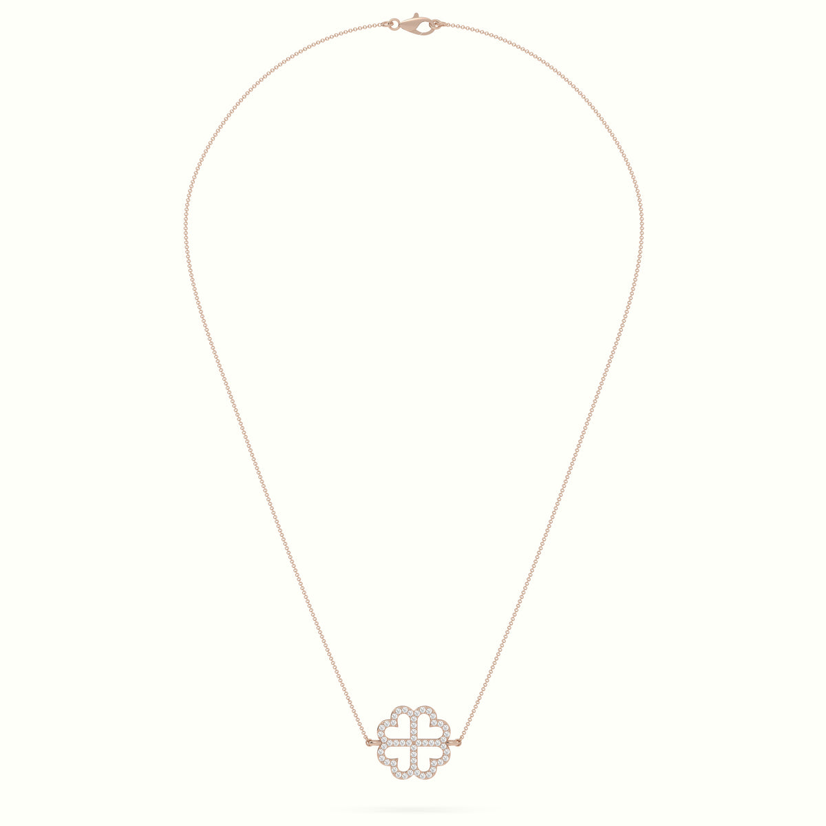 Large 2cm Clover Pendant Diamond Necklace
