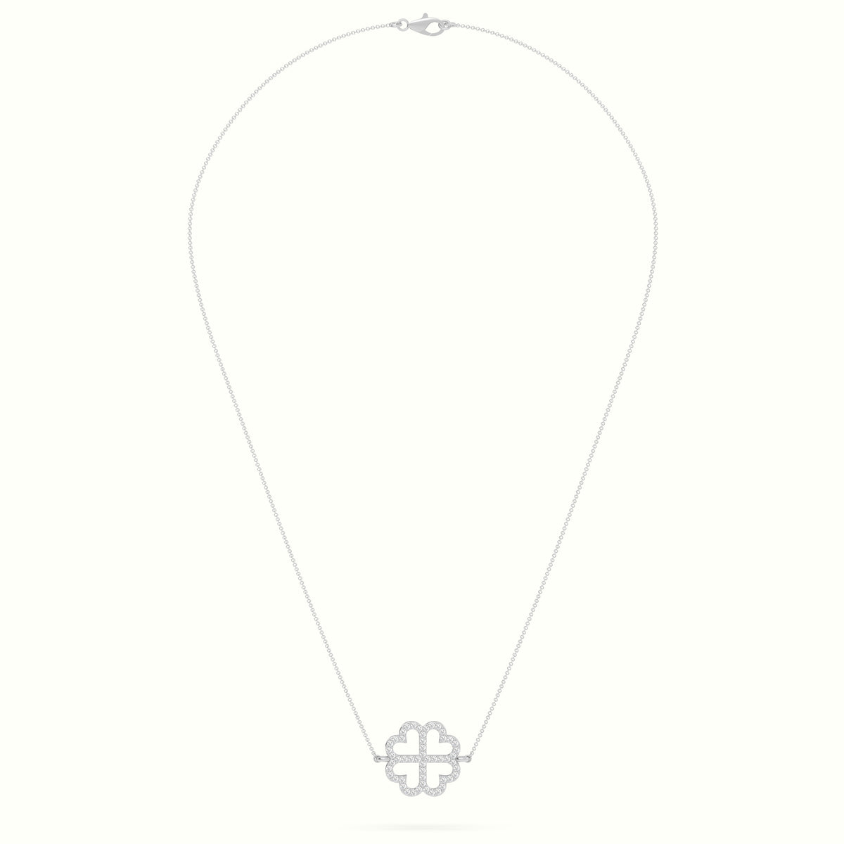Large 2cm Clover Pendant Diamond Necklace
