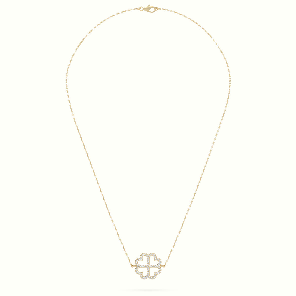 Large 2cm Clover Pendant Diamond Necklace