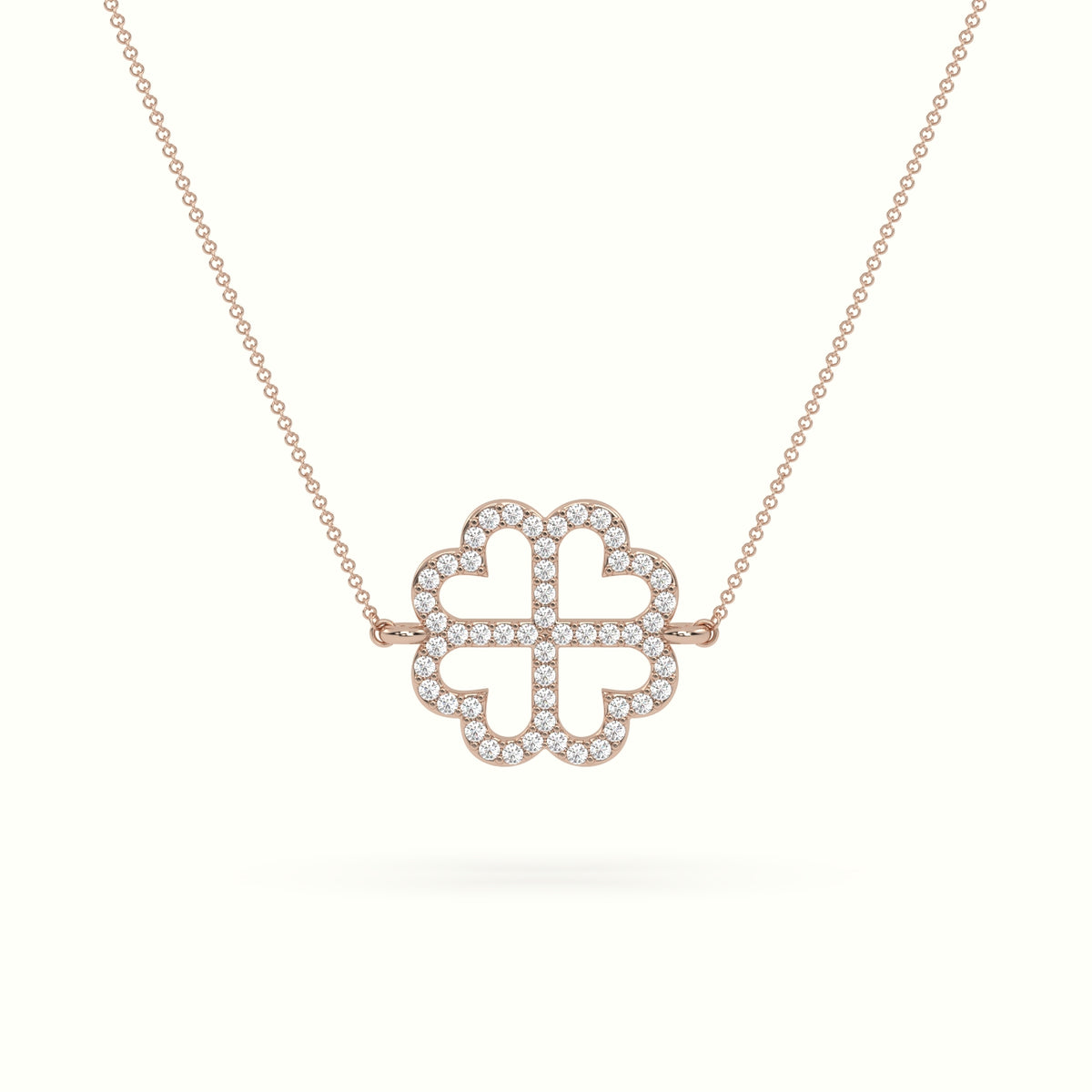 Large 2cm Clover Pendant Diamond Necklace