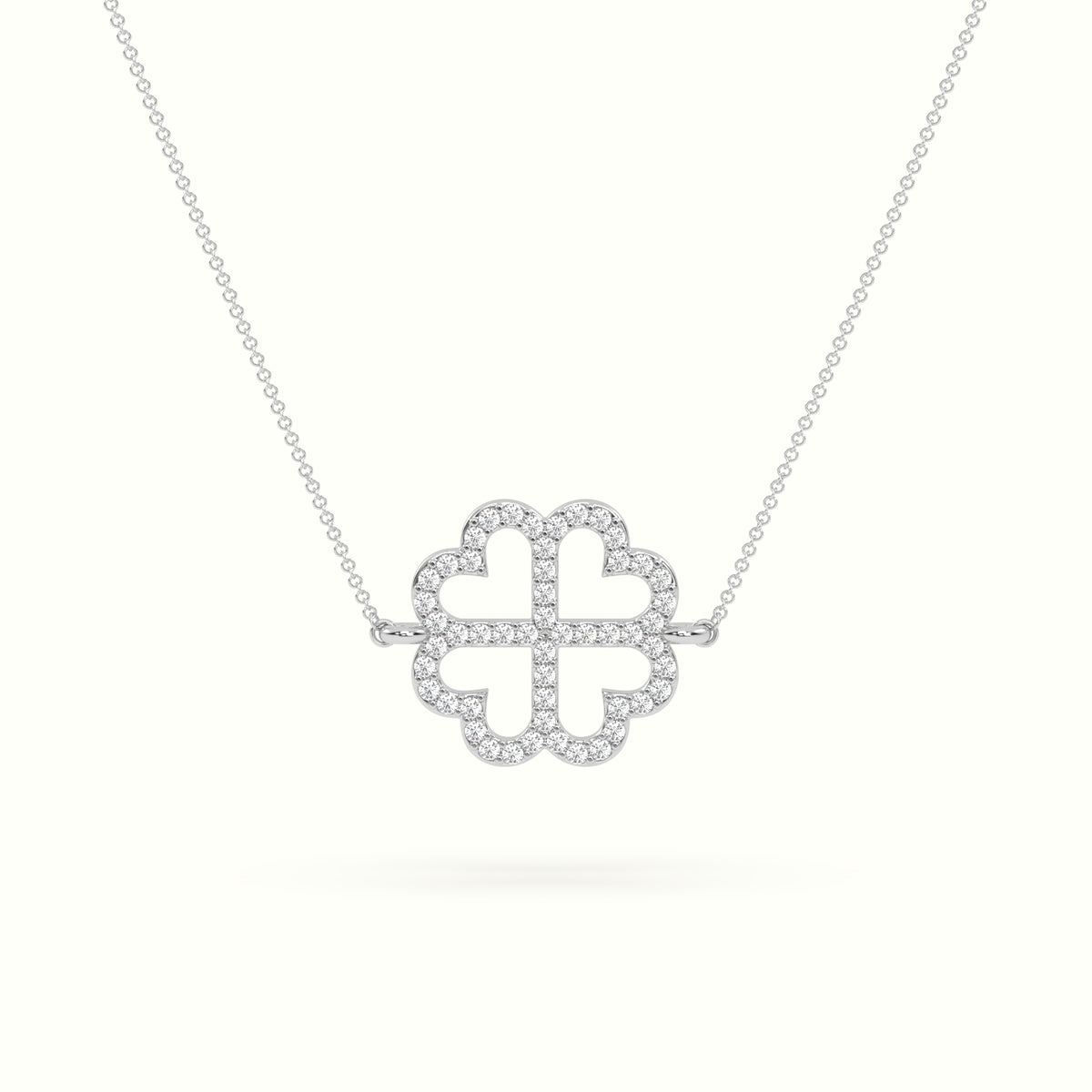Large 2cm Clover Pendant Diamond Necklace