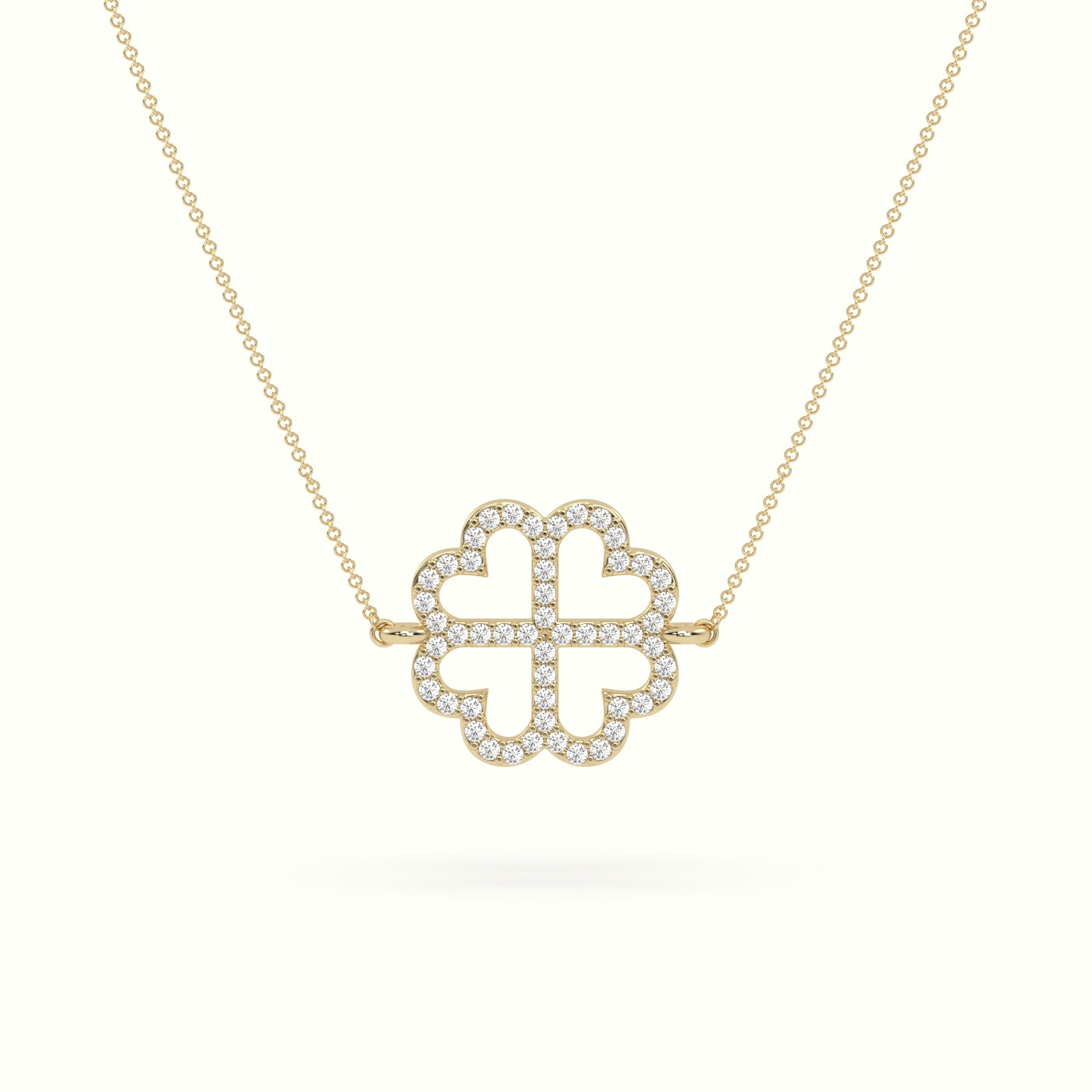 Large 2cm Clover Pendant Diamond Necklace