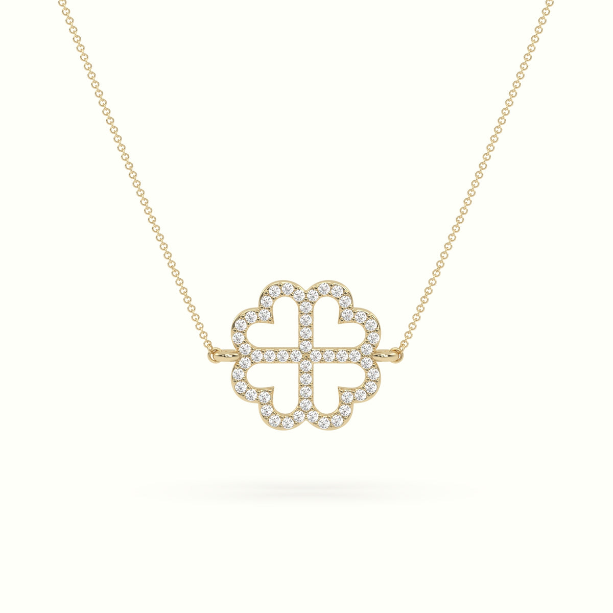 Large 2cm Clover Pendant Diamond Necklace