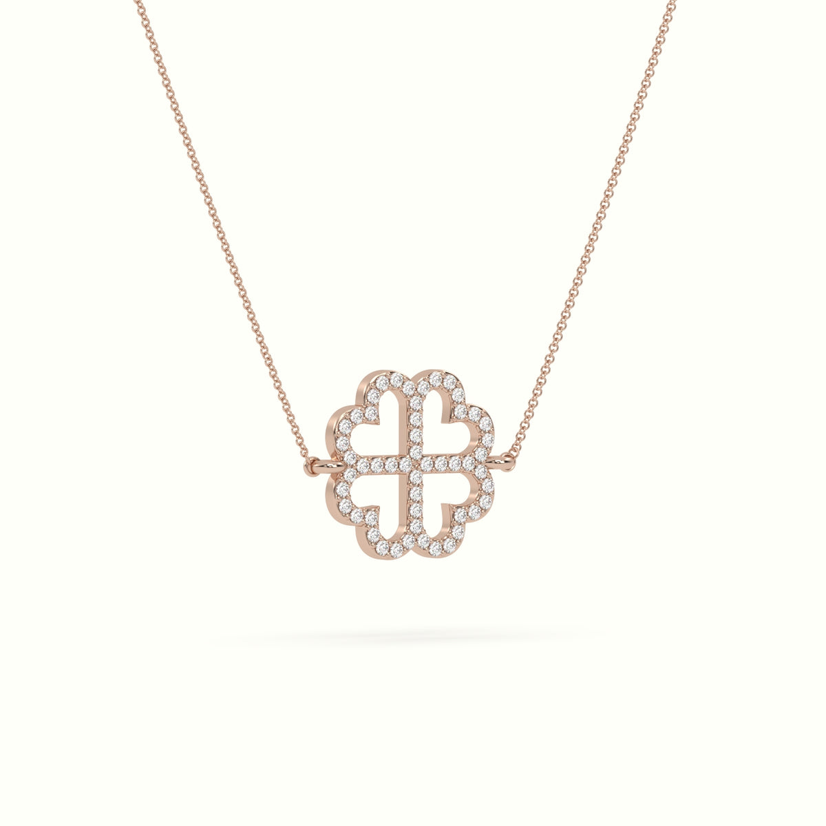 Large 2cm Clover Pendant Diamond Necklace