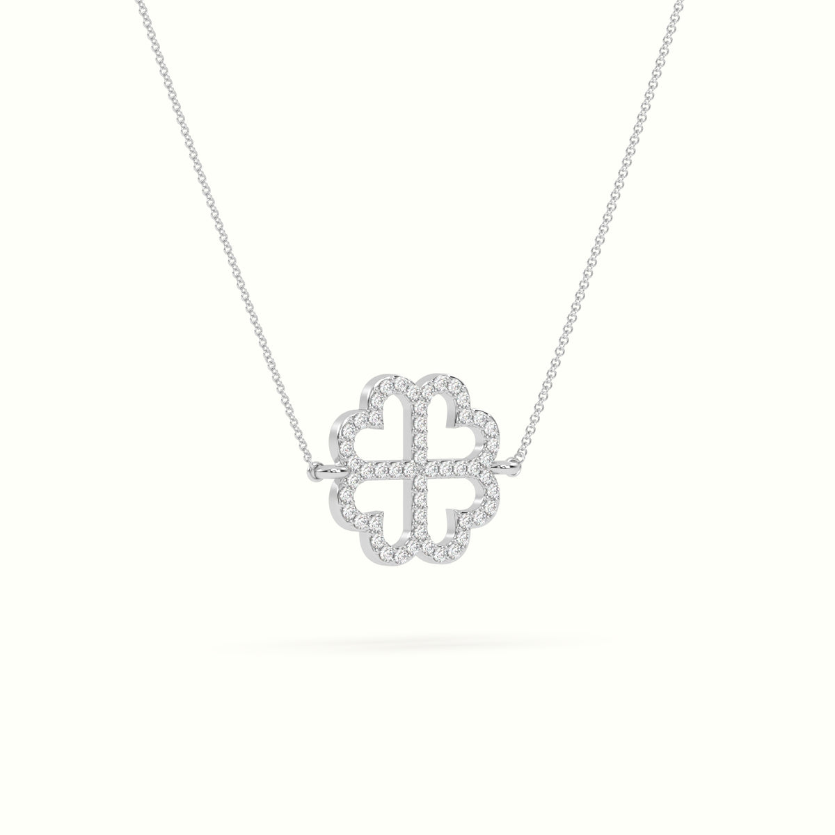 Large 2cm Clover Pendant Diamond Necklace