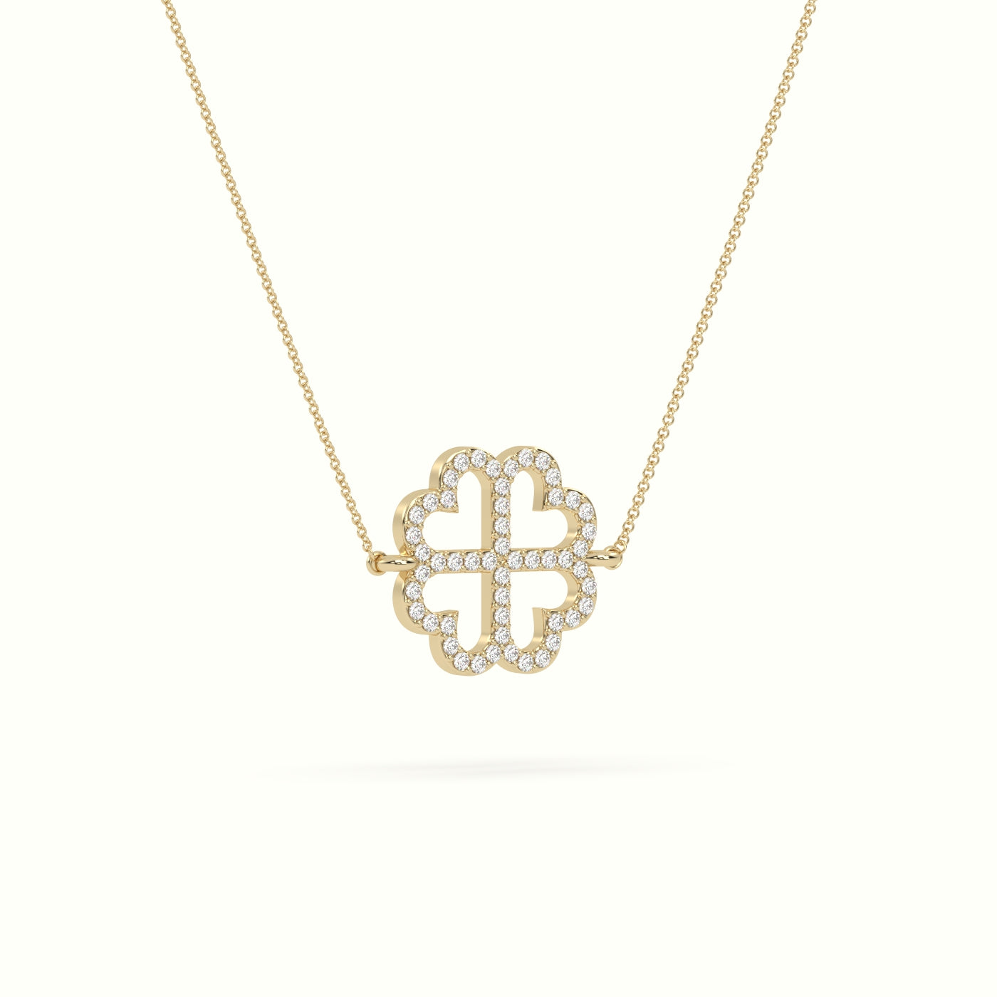 Large 2cm Clover Pendant Diamond Necklace