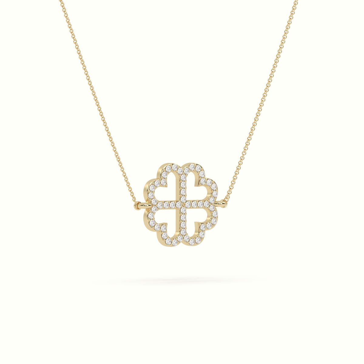 Large 2cm Clover Pendant Diamond Necklace