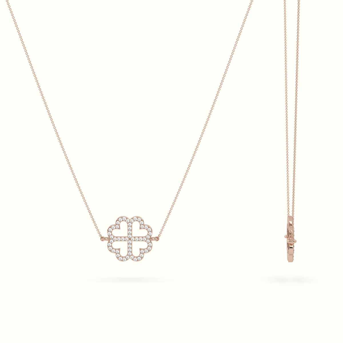 Large 2cm Clover Pendant Diamond Necklace