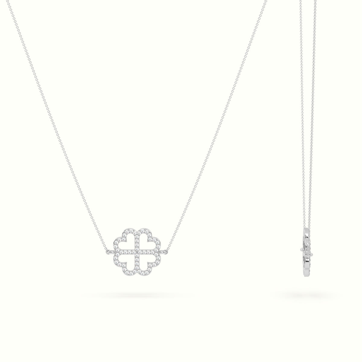 Large 2cm Clover Pendant Diamond Necklace