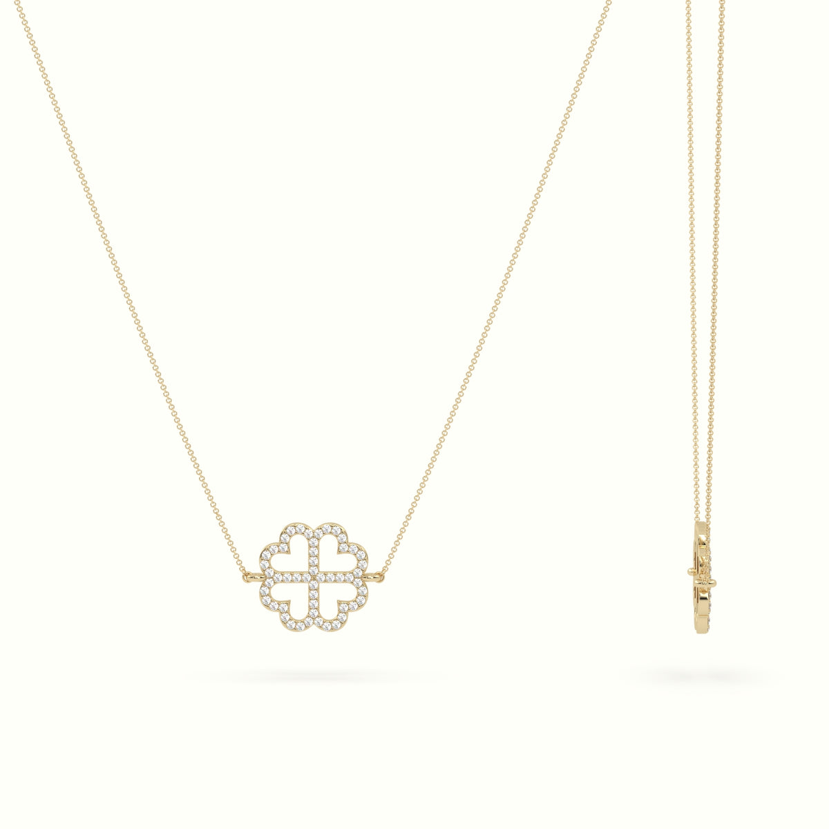 Large 2cm Clover Pendant Diamond Necklace