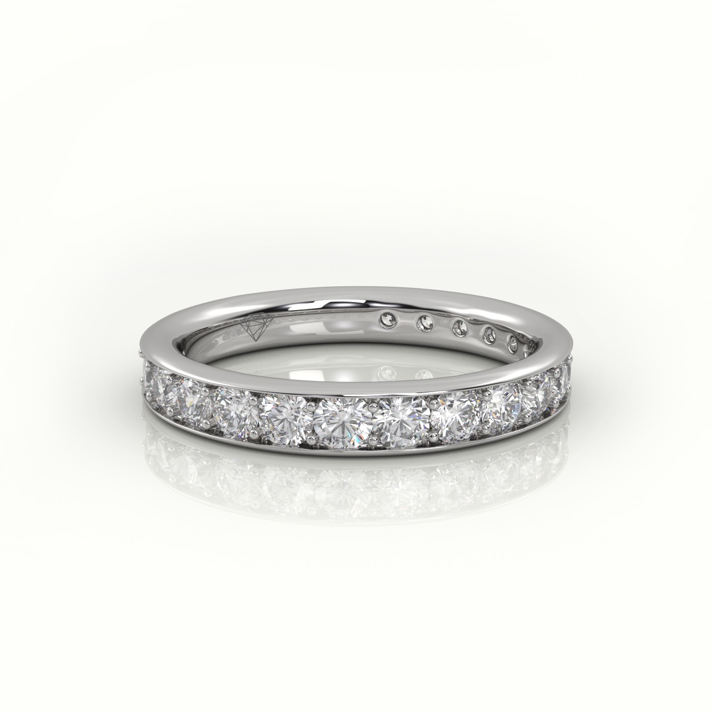 18k white gold  round cut channel set eternity band Photos & images