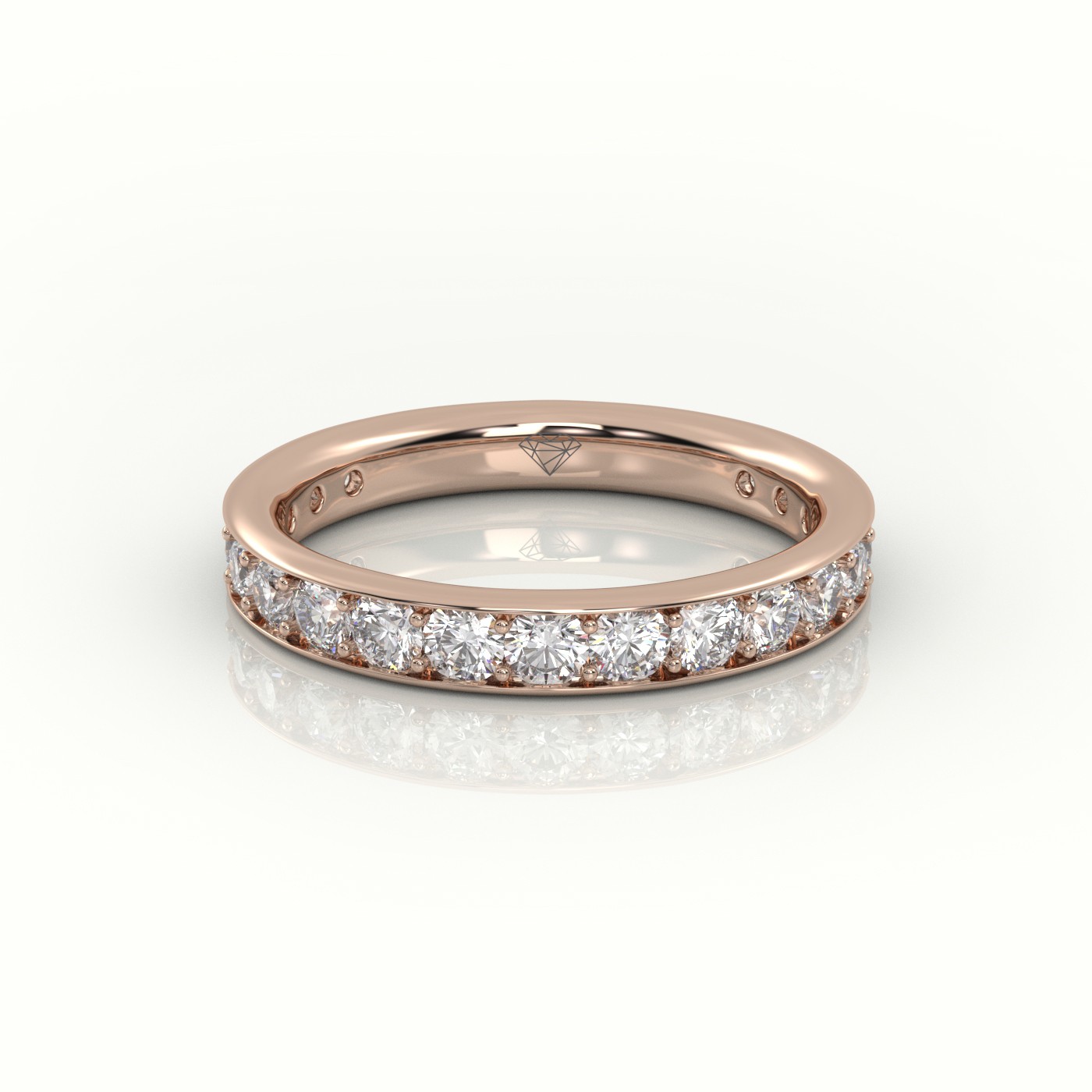 18k rose gold  round cut channel set eternity band