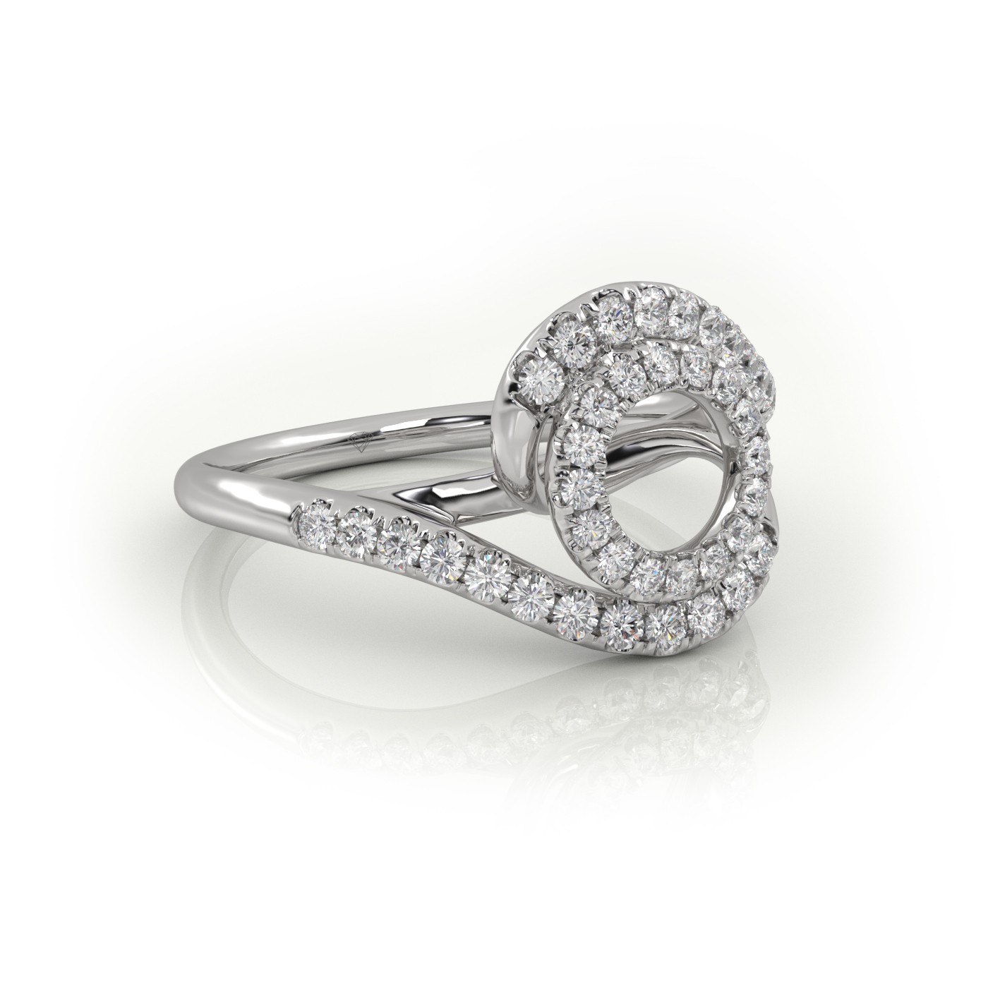 18k white gold  round cut twisted designer diamond engagement ring Photos & images