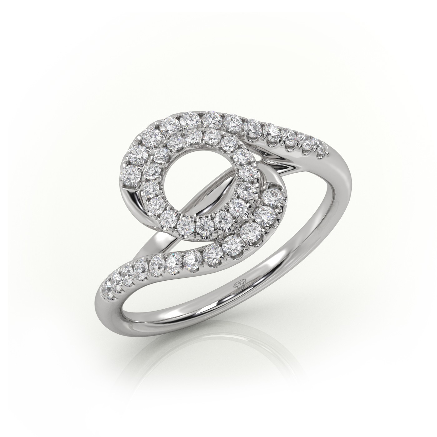 18k white gold  round cut twisted designer diamond engagement ring Photos & images