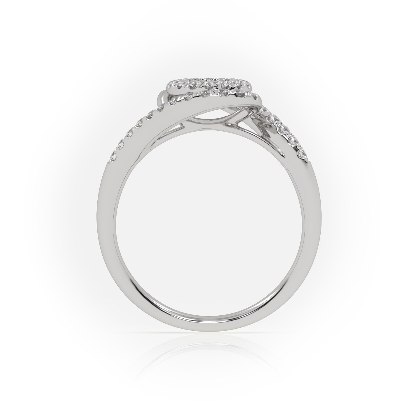18k white gold  round cut twisted designer diamond engagement ring Photos & images